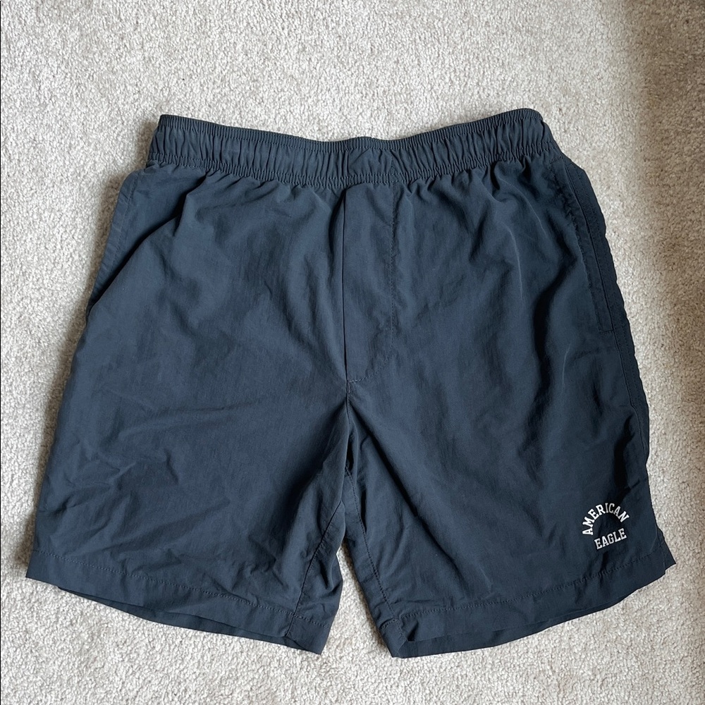 American Eagle S AE Men's 8" Quick Dry All Day Shorts Beach Trunks Gray Nylon